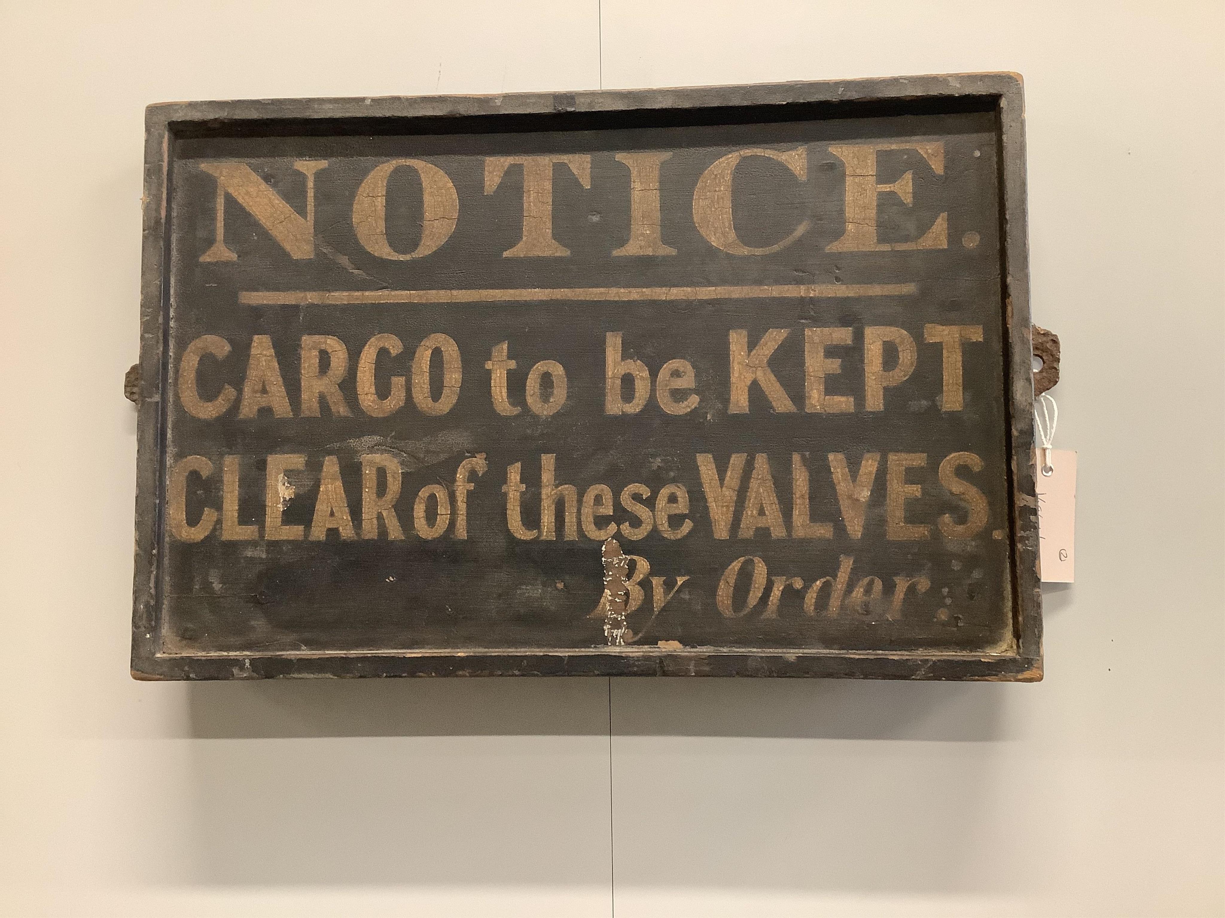 A Victorian style rectangular painted 'Notice' sign together with one other 'John Blundell Coal & Coke Merchant', larger 46 x 34cm. Condition - poor